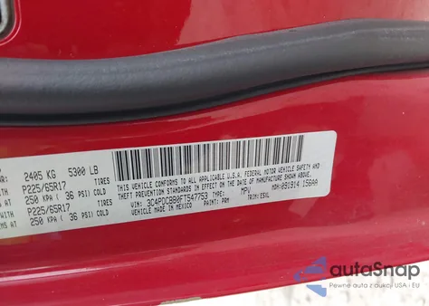 2015 Dodge Journey Sxt z USA, uszkodzony, nr VIN 3C4PDCBB0FT547753